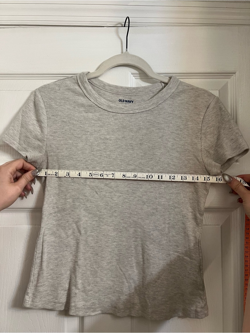 Old Navy Heather Gray Ribbed Short Sleeve Tee - Picture 1 of 4